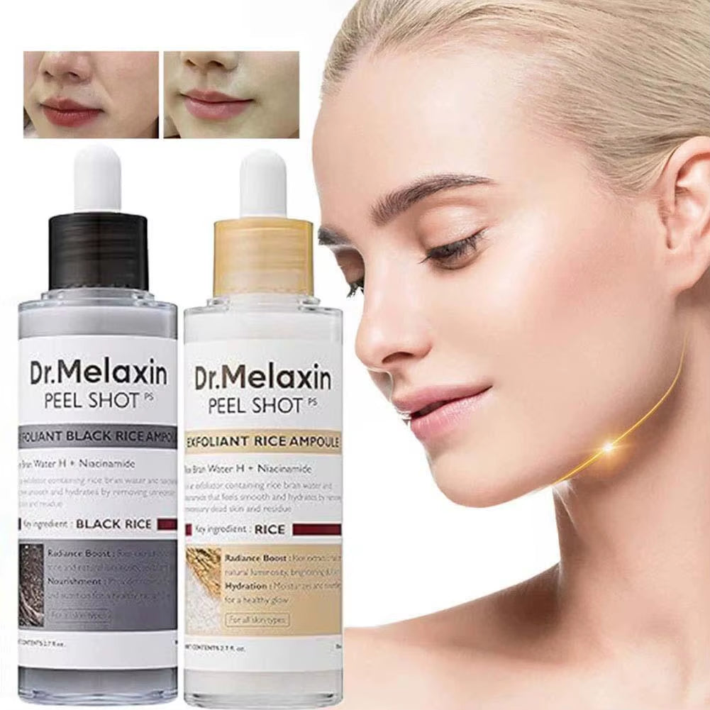 Korean Dr. Melaxin Rice Exfoliating Serum & Facial Care Kit - Moisturizing Stick, Anti-Wrinkle Eye Cream Cleanser Skincare