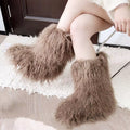 Real Mongolian Fur Noots Wool Boots Women'S Winter Boots Female Warm Snow Boot Fur Shoes Woman 2024 Trend