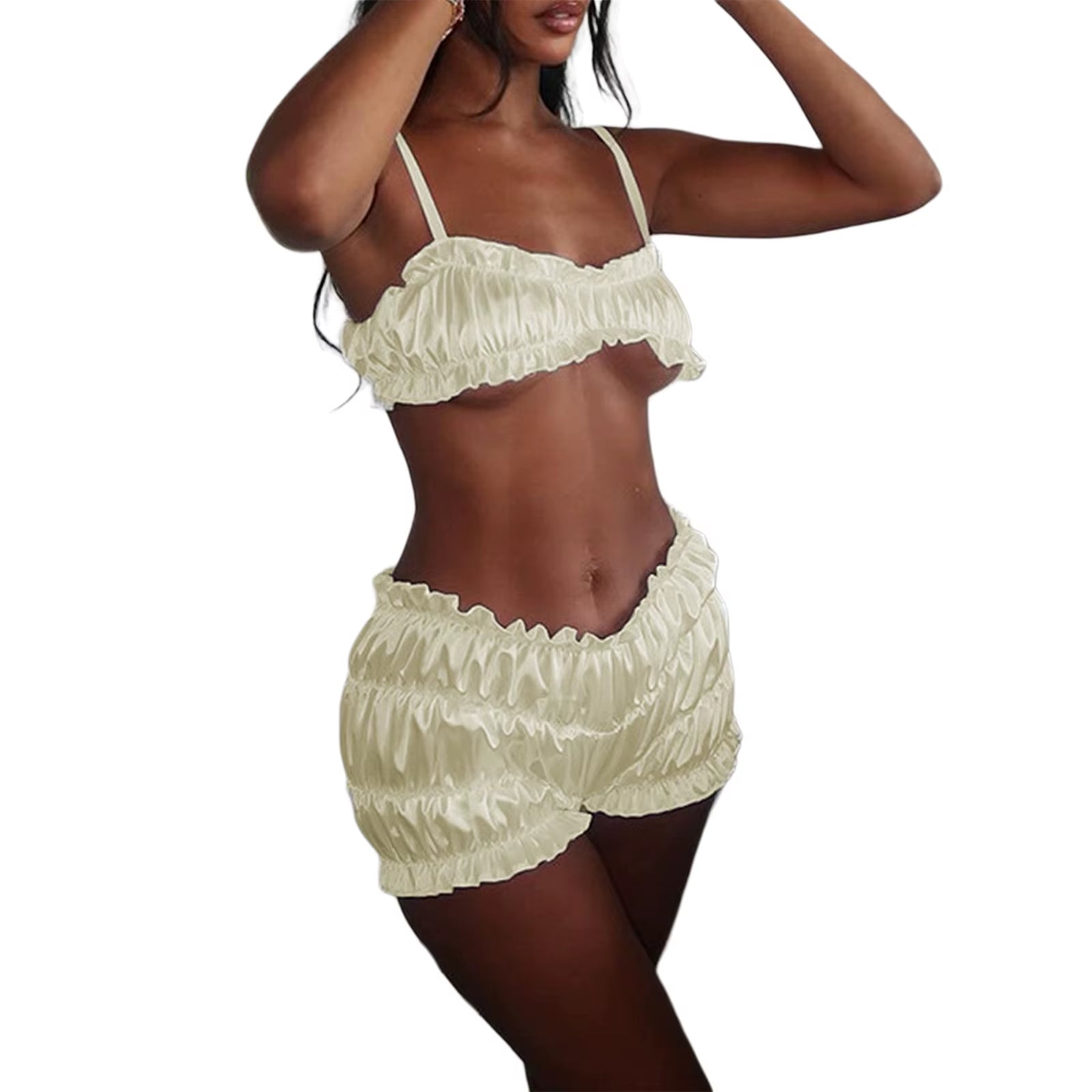 Women'S Summer New Fashion Sexy Suspenders Chest Slimming Pleated Shorts Set Wholesale 2-Piece Outfits