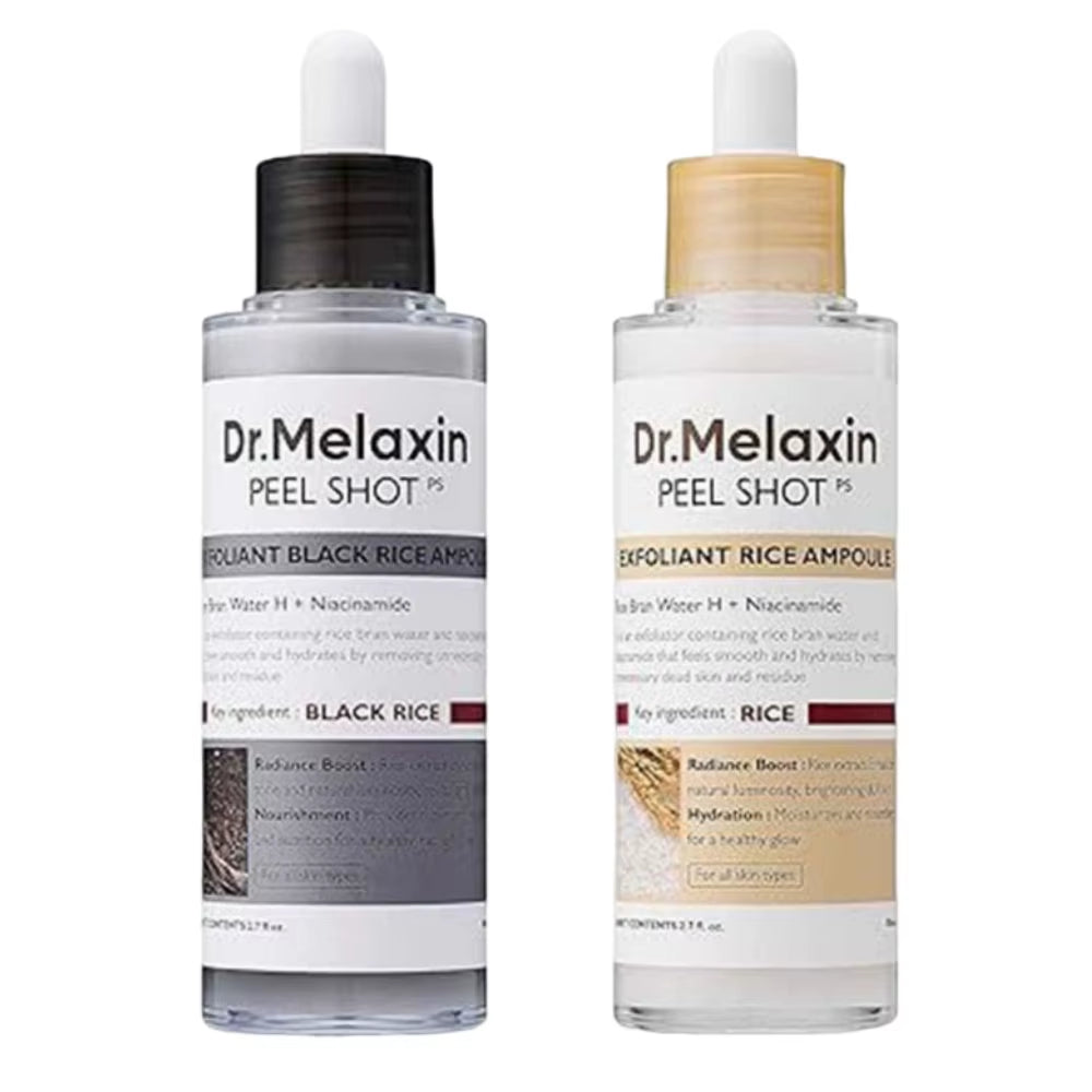 Korean Dr. Melaxin Rice Exfoliating Serum & Facial Care Kit - Moisturizing Stick, Anti-Wrinkle Eye Cream Cleanser Skincare